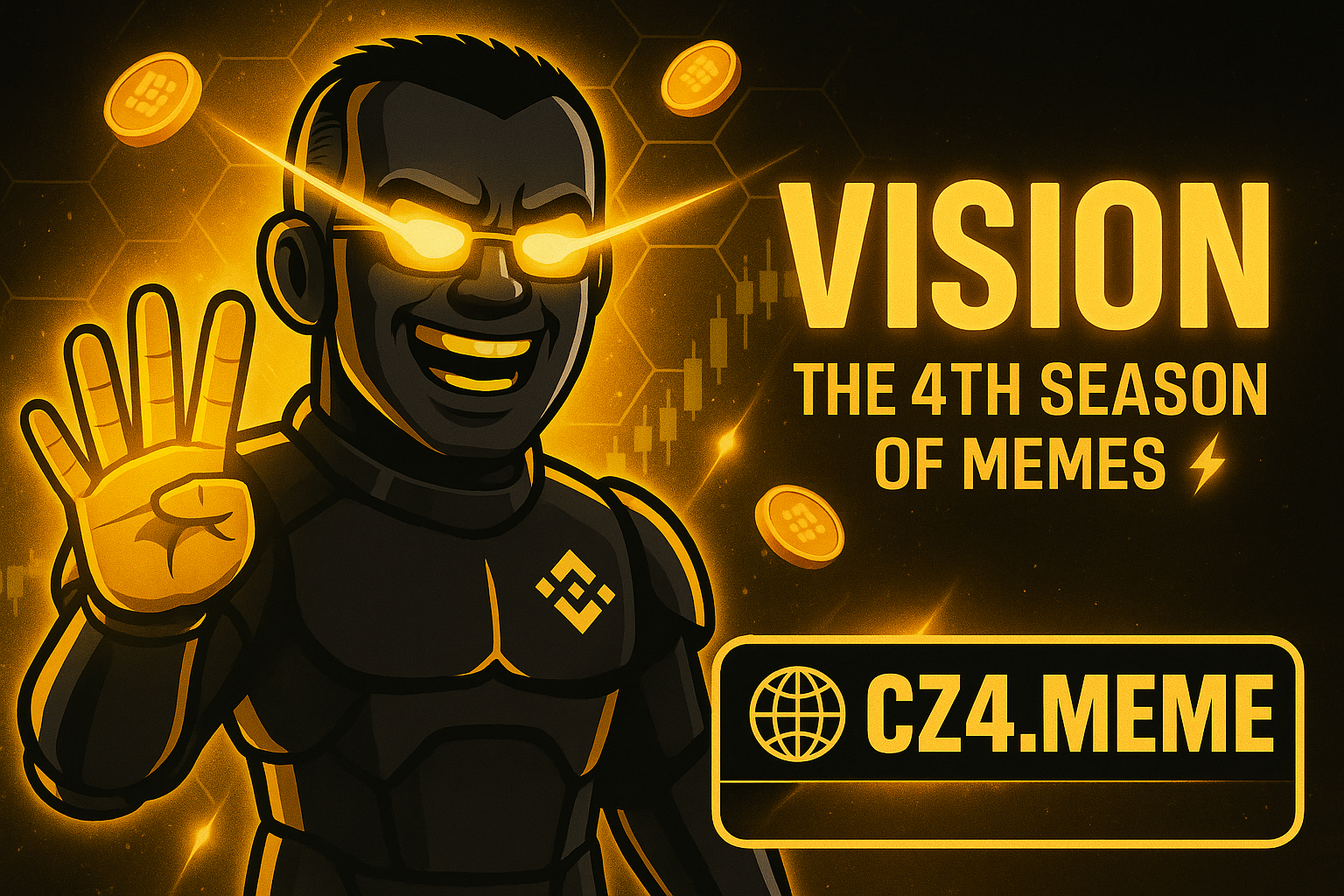 BNB-style golden CZ4 — Ignore FUD • Build • HODL • Empower
